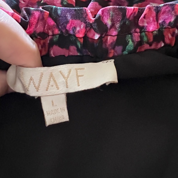 WAYF Daria Off Shoulder Ruffle Dress Berry Ditzy Large - Picture 13 of 16